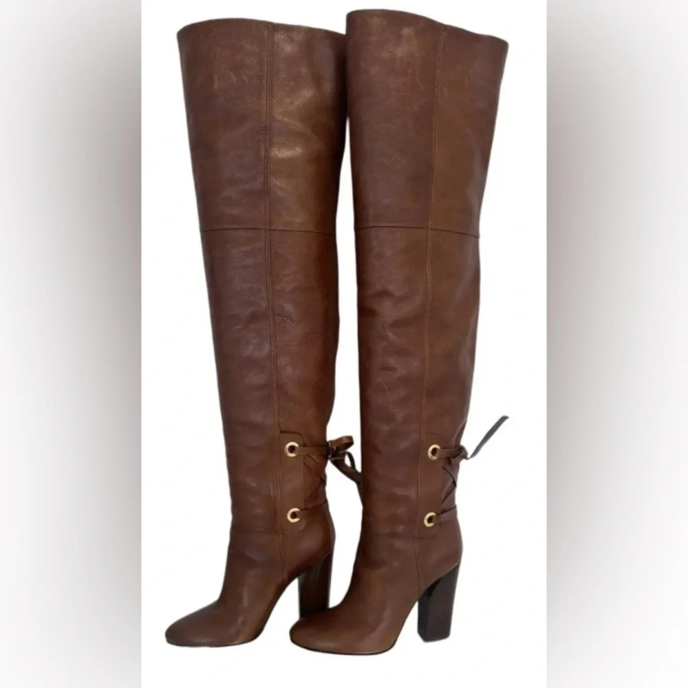 Casadei Brown Leather thigh High Boots size 39